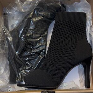 MIA Black Knit Heeled Boots